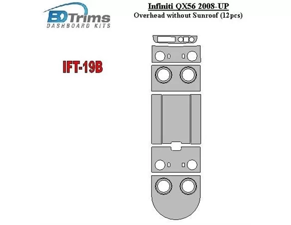 Infiniti QX56 2008-UP Horná časť bez strešného okna Interiér BD Ozdobná súprava prístrojovej dosky - 1