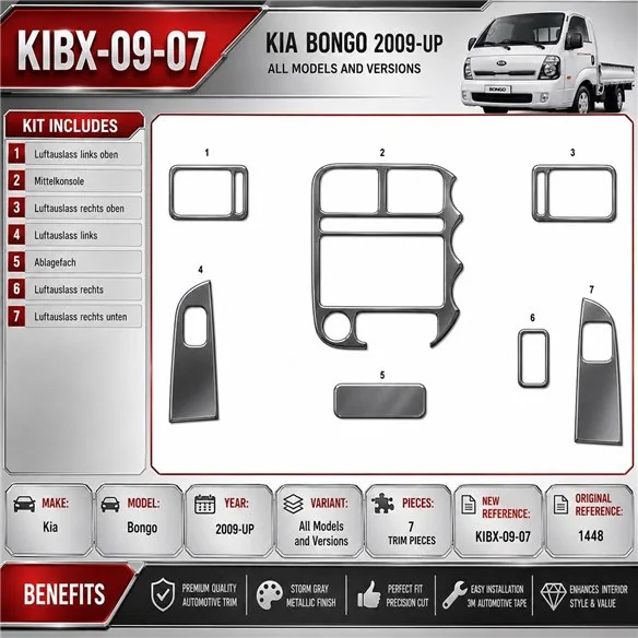 Kia Bongo od 2009 3D sada dekorov interiéru palubnej dosky 7-dielna