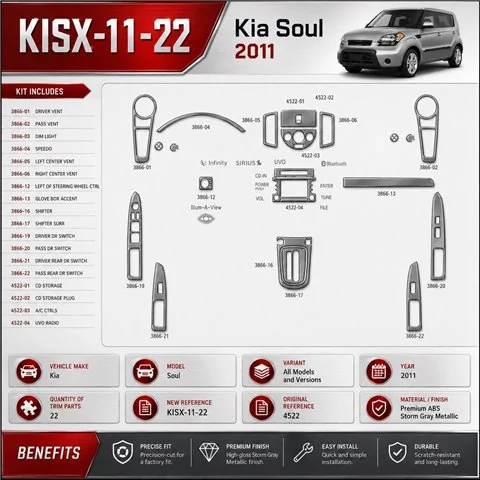 Kia Soul 2011 3D sada dekorov interiéru palubnej dosky 22-dielna