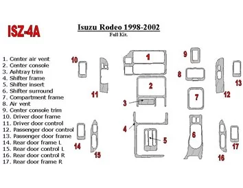 Isuzu Rodeo 1998-2002 Kompletná súprava interiéru BD Dash Trim Kit - 1