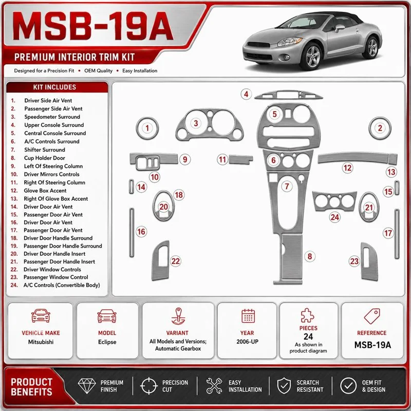 Mitsubishi Eclipse od 2006 Automatic Gearbox 3D sada dekorov interiéru palubnej dosky podľa produktového nákresu
