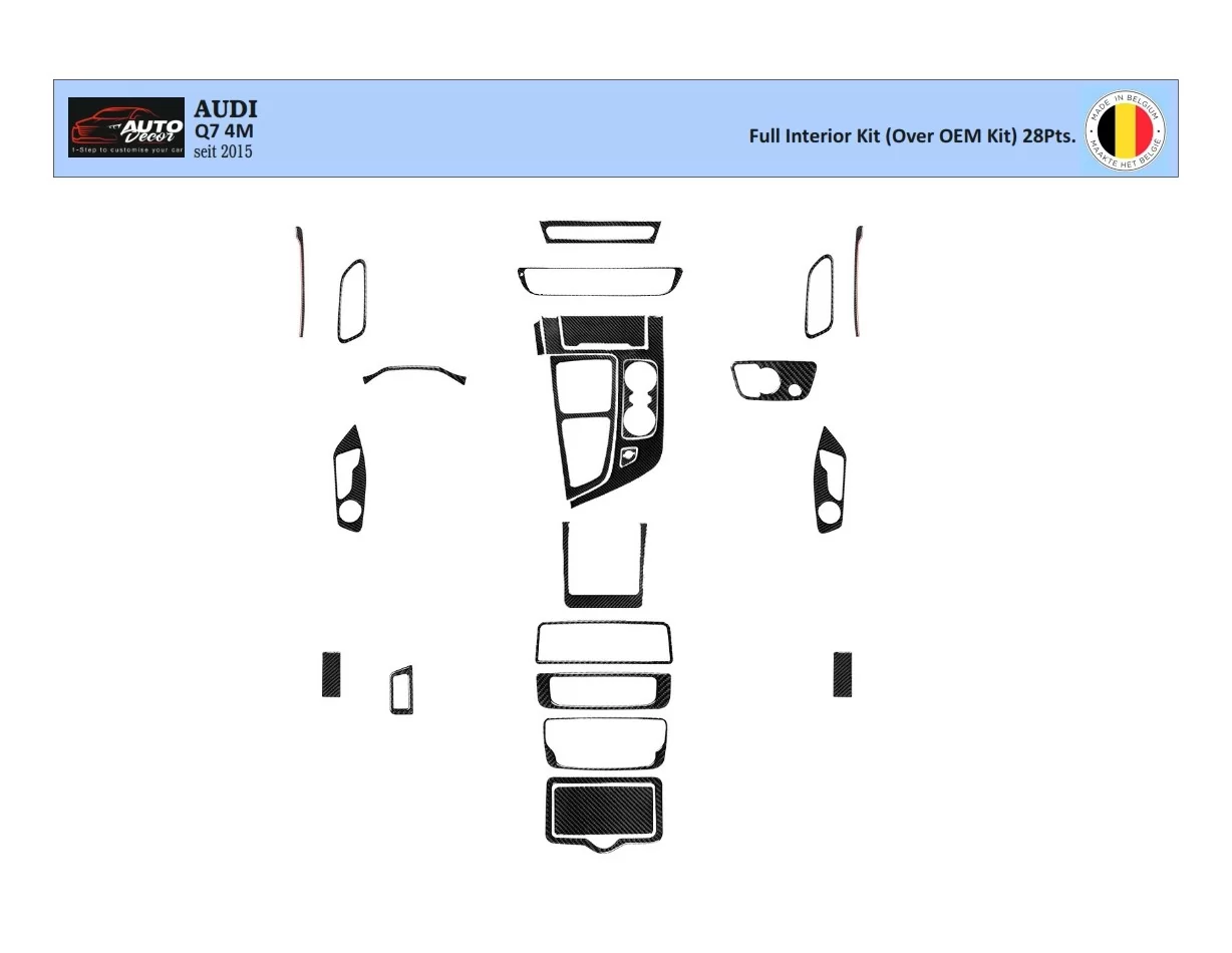 Audi Q7 4M seit 2015 Súprava 3D obloženia palubnej dosky interiéru Dekorácia palubnej dosky 28 dielov - 1