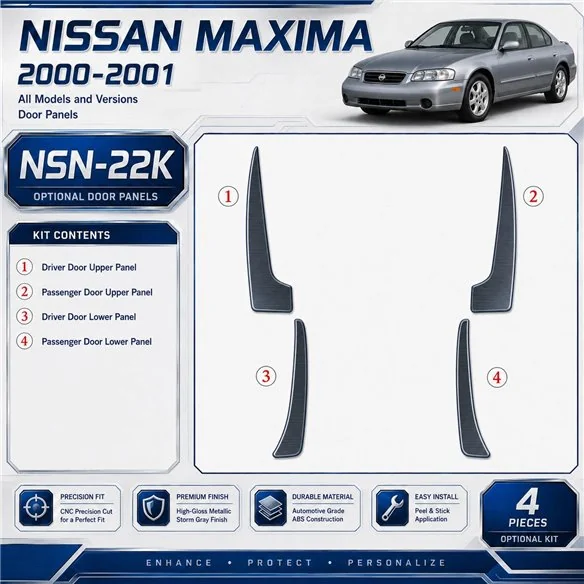 Nissan Maxima 2000–2001 Door panels 3D sada dekorov interiéru palubnej dosky 4-dielna