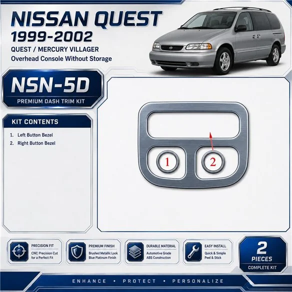 Nissan Quest 1999–2002 Overhead Console Without Storage 3D sada dekorov interiéru palubnej dosky 2-dielna