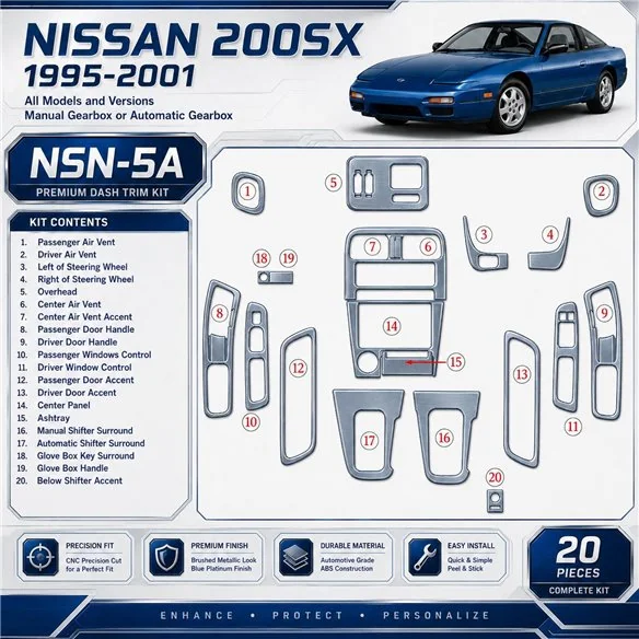 Nissan Quest 1999–2002 základná sada 3D sada dekorov interiéru palubnej dosky 17-dielna