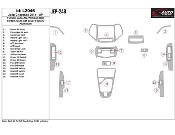 Kompletná sada Jeep Cherokee 2014-UP, Bez spínača 4WD Interiér BD Dash Trim Kit - 1