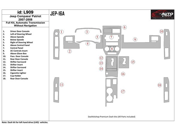 Mercedes Sprinter W903 02.00-04.06 3M 3D Interior Dashboard Trim Kit Dash Trim Dekor 24-Parts