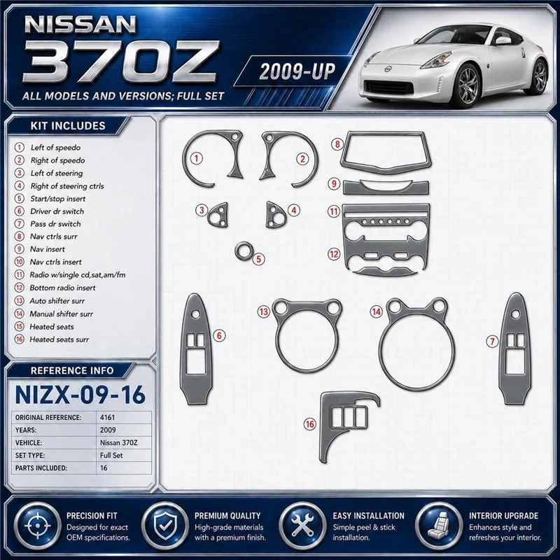 Nissan 370Z 2009 3D sada dekorov interiéru palubnej dosky 16-dielna