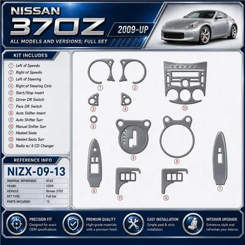Nissan 370Z 2009 3D sada dekorov interiéru palubnej dosky 13-dielna