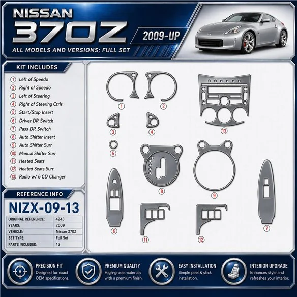 Nissan 370Z 2009 3D sada dekorov interiéru palubnej dosky 13-dielna