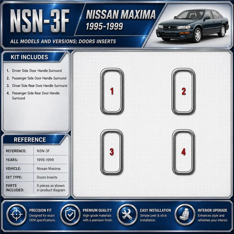 Nissan Maxima 1995–1999 dvere Inserts 3D sada dekorov interiéru palubnej dosky 4-dielna