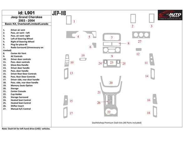 Mitsubishi  Pajero Sport 11.98 - 04.02 Kit Rivestimento Cruscotto all'interno del veicolo Cruscotti personalizzati 12-Decori