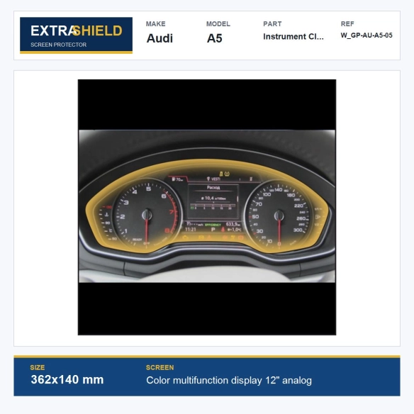 Audi A5 Instrument Cluster ExtraShield Screen Protector