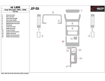 Jeep Wrangler 2003-2006 Kompletná súprava interiéru BD Dash Trim Kit - 1