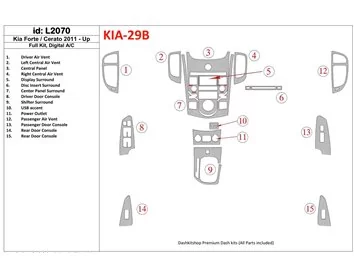 Kompletná súprava KIA Cerato 2011-UP, súprava klimatizácie interiéru BD Dash Trim Kit - 1