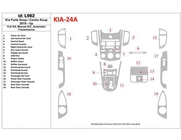 Kompletná sada KIA Cerato Koup 2010-UP, manuálna prevodovka AC, interiér automatickej prevodovky BD Dash Trim Kit - 1