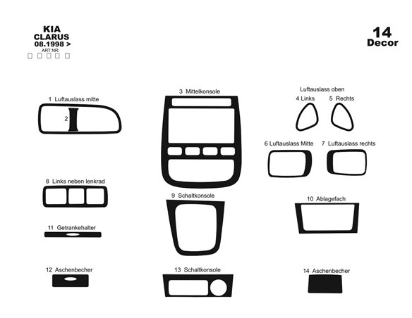 Renault Thalia 05.02 - 12.05 Kit Rivestimento Cruscotto all'interno del veicolo Cruscotti personalizzati 6-Decori