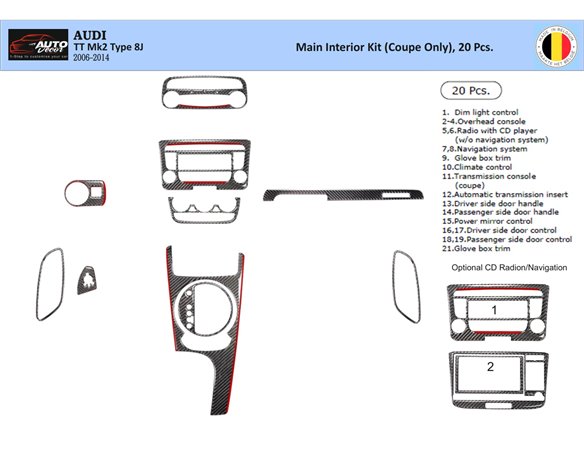 Mazda 626 08.97 - 05.04 Kit Rivestimento Cruscotto all'interno del veicolo Cruscotti personalizzati 11-Decori