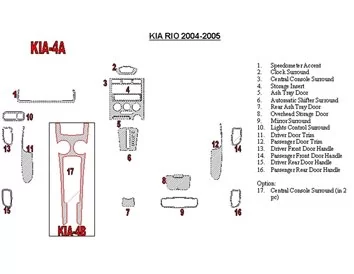 Kia Rio 2004-2005 Kompletná súprava interiéru BD Dash Trim Kit - 1