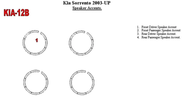 KIA Sorento 2003-UP Súprava reproduktorových akcentov interiéru BD Dash Trim Kit - 1 KIA Sorento 2003-UP Súprava reproduktorových akcentov interiéru BD Dash Trim Kit - 1