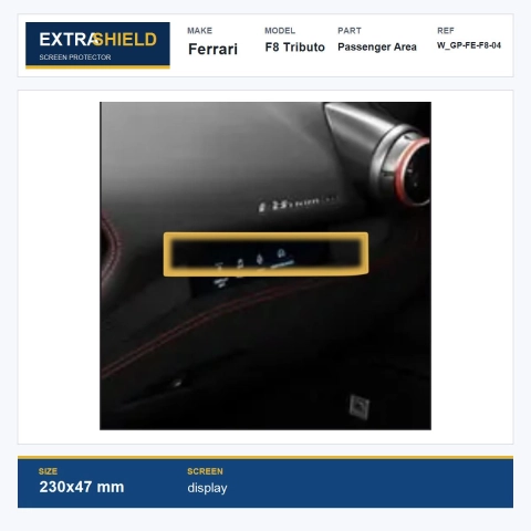 Ferrari F8 Tributo Passenger Area ExtraShield Screen Protector