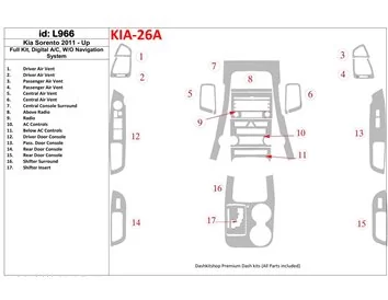 Kompletná sada KIA Sorento 2011-UP, bez systému NAVI Interiér BD Dash Trim Kit - 1