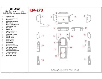 Kompletná sada KIA Sportage 2011-UP so systémom NAVI Interiér BD Dash Trim Kit - 1