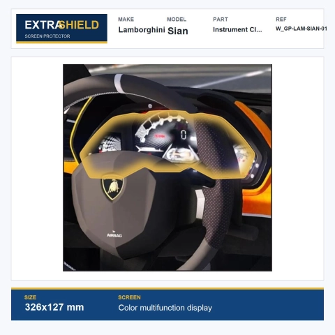 Lamborghini Sian Instrument Cluster ExtraShield Screen Protector