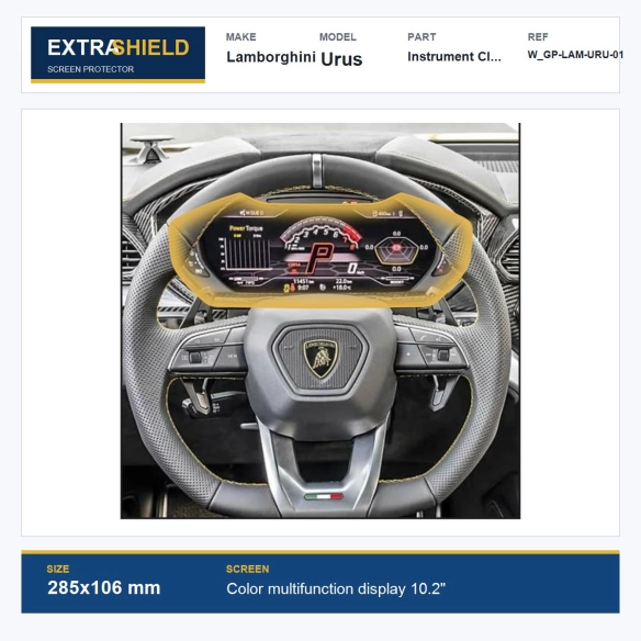 Lamborghini Urus Instrument Cluster ExtraShield Screen Protector