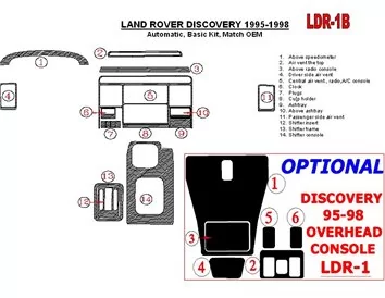 Land Rover Discovery 1995-1998 automatická prevodovka, základná sada, súprava OEM interiéru BD Dash Trim Kit - 1