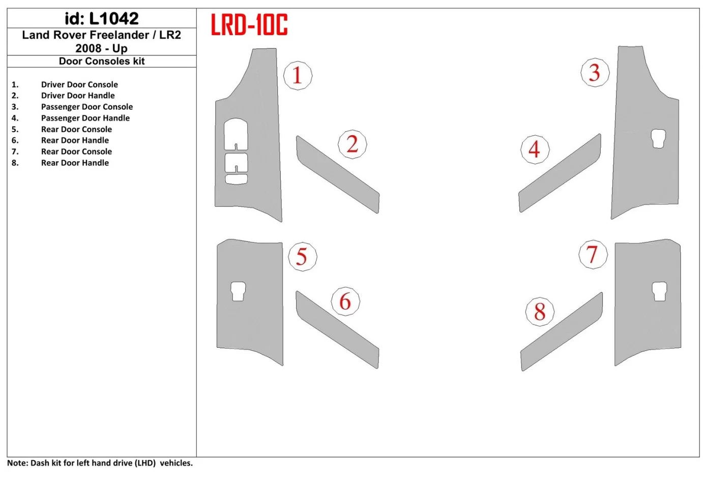 Land Rover Freelander 2 2008-UP podložka dverí Interiér BD Dash Trim Kit - 1