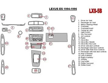 Kompletná sada Lexus ES 1994 – 1996, súprava OEM interiéru BD Dash Trim Kit - 1