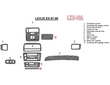Kompletná súprava Lexus ES 1997-1998, súprava OEM interiéru BD Dash Trim Kit - 1