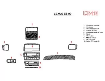 Kompletná súprava Lexus ES 1999-1999, súprava OEM interiéru BD Dash Trim Kit - 1