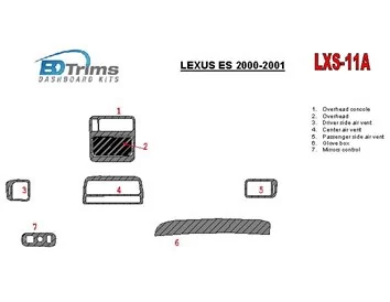 Kompletná súprava Lexus ES 2000-2001, súprava OEM interiéru BD Dash Trim Kit - 1