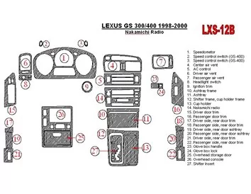 Rádio Lexus GS 1998-2000 Nakamichi, zhoda OEM, súprava 26 dielov Interiér BD Dash Trim Kit - 1