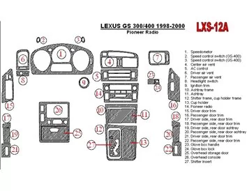 Lexus GS 1998-2000 Pioneer Radio, OEM zhoda, sada 26 dielov Interiér BD Dash Trim Kit - 1