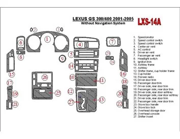 Lexus GS 2001-2005 bez systému NAVI, OEM zhoda interiéru BD Dash Trim Kit - 1