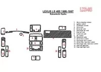 Lexus LS-400 1995-1997 Rádio Nakamichi, zhoda OEM, súprava 6 dielov Interiér BD Dash Trim Kit - 1