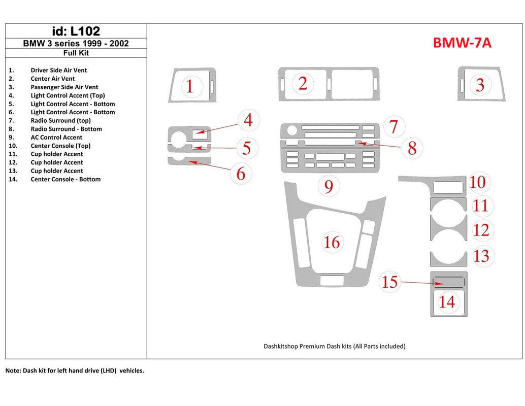 Mercedes Viano W639 01.2006 3M 3D Interior Dashboard Trim Kit Dash Trim Dekor 31-Parts