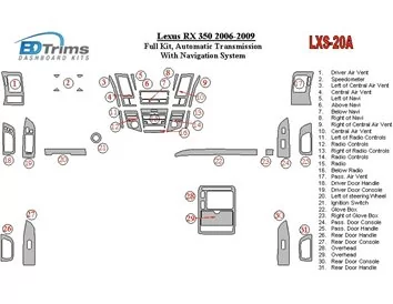 Kompletná sada Lexus RX 350 2006-UP, automatická prevodovka, s navigáciou v interiéri BD Dash Trim Kit - 1