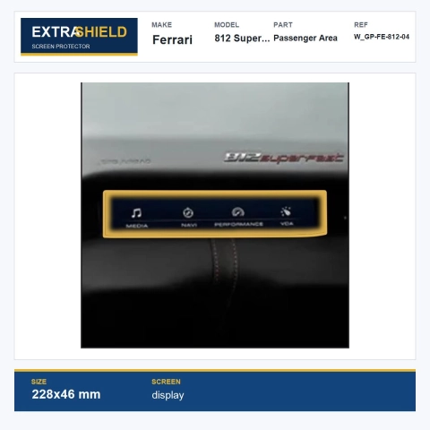 Ferrari 812 Superfast Passenger Area ExtraShield Screen Protector