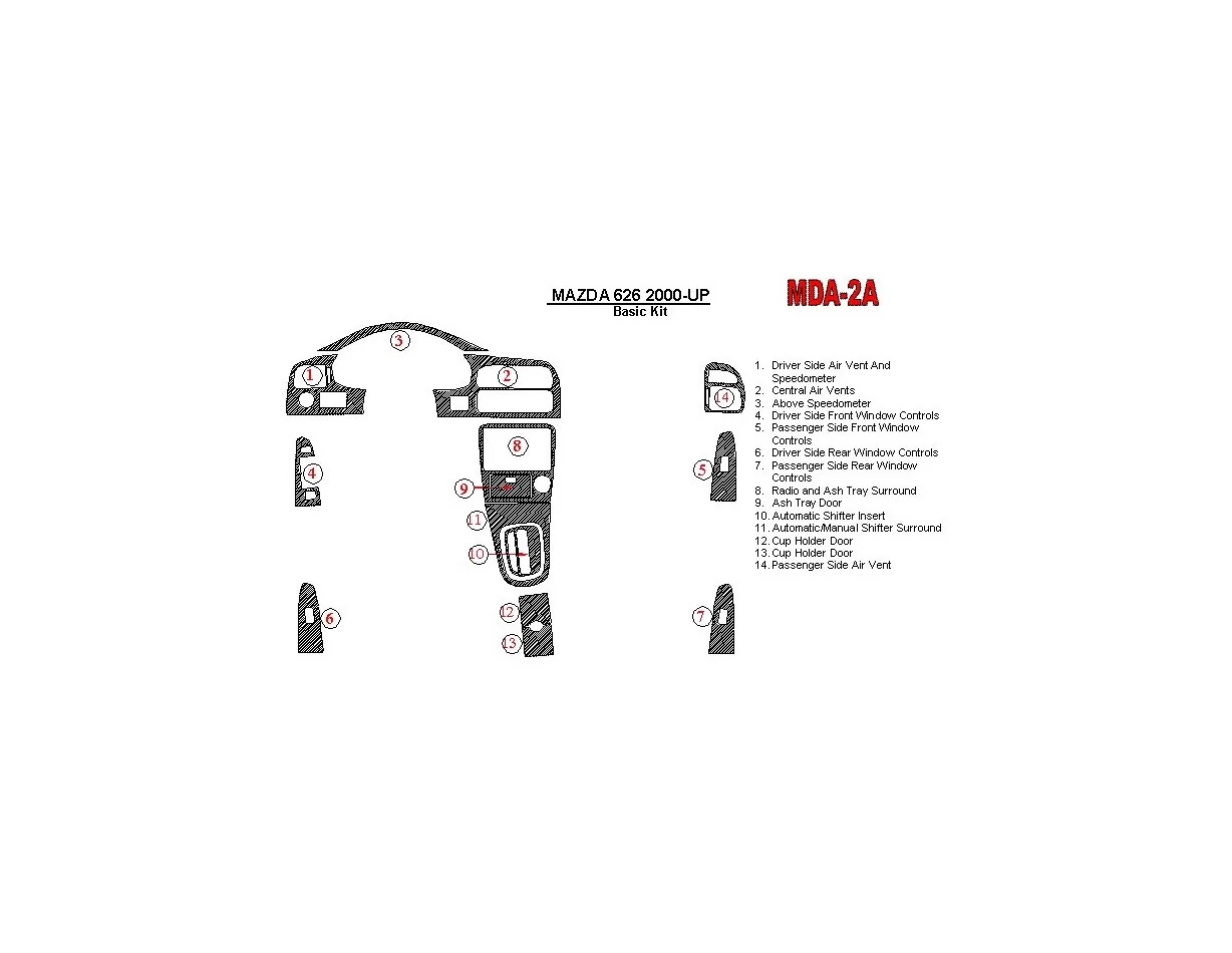 Mazda 626 2000-UP Základná súprava interiéru BD Dash Trim Kit - 1