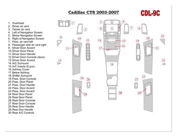 Cadillac CTS 2003-2007 Kompletná sada, s NAVI, s výplňami dverí Interiér BD Dash Trim Kit - 1