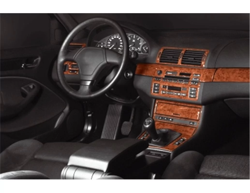 BMW radu 3 E46 04.98-12.04 Súprava 3D obloženia palubnej dosky interiéru Dekorácia palubnej dosky 25 dielov - 1