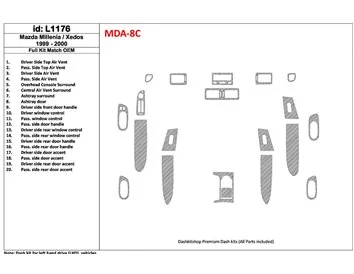 Mazda Milenia 1999-2000 Kompletná sada, OEM zhoda, 20 dielov Súprava interiéru BD Dash Trim Kit - 1