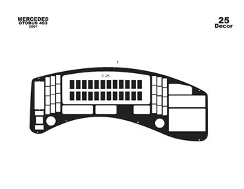 Mercedes 0 403 01.2001 Súprava obloženia palubnej dosky 3D interiéru Dekorácia palubnej dosky 25 dielov - 1