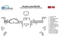 Mercedes Benz C Trieda 2001-2004 2-dverové, OEM zhoda, W/O elektricky ovládané sedadlá Interiér BD Dash Trim Kit - 1