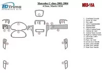 Mercedes Benz C Trieda 2001-2004 4 dvere, OEM zhoda interiéru BD Dash Trim Kit - 1