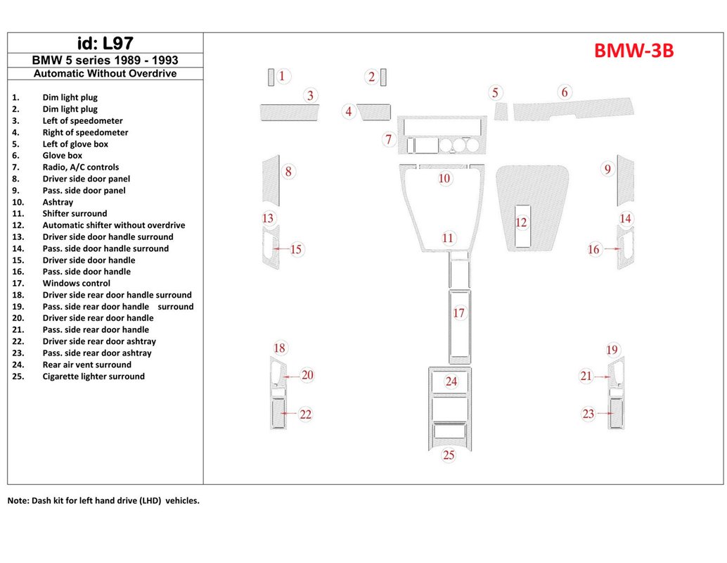 Fiat Punto 09 99 07 05 3m 3d Interior Dashboard Trim Kit Dash Trim Dekor 9 Parts